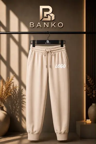 Women's Beige Jogger Sweatpants with Drawstring Waist