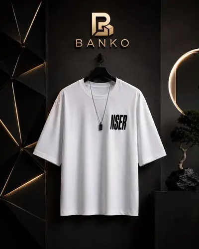 Banko Men's Oversized White Front-Text T-Shirt