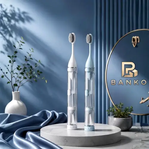 BANKO Toothbrush with Built-in Toothpaste Reservoir - Travel-Friendly