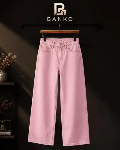 Women's Wide-Leg Jeans - Pink