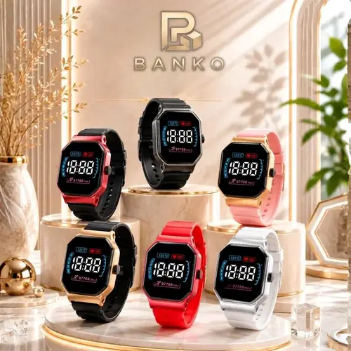 BANKO Square LED Digital Watch – Metal Bezel
