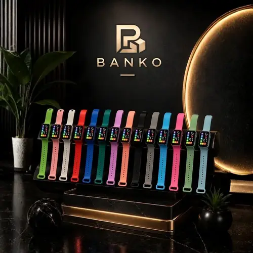 BANKO Square LED Digital Watch – Colorful Neon Display