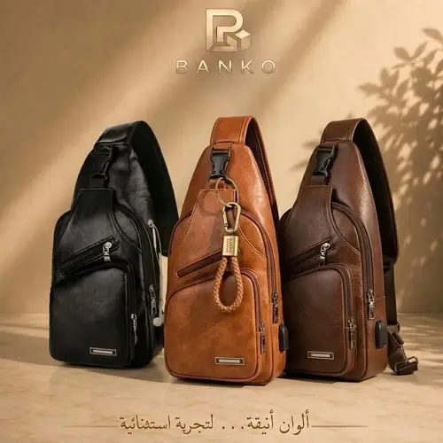 Banko Men's Leather Sling Bag with USB