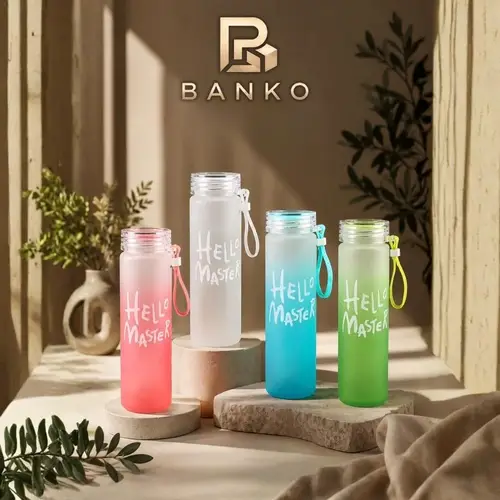 BANKO Hello Master Frosted Glass Water Bottle - Gradient Colors
