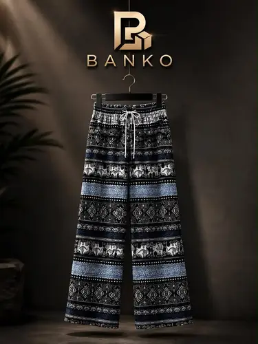 Women's Wide-Leg Bohemian Palazzo Pants - Elephant & Ethnic Print
