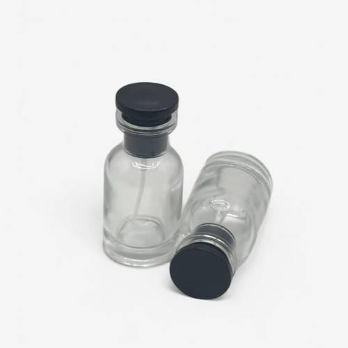 علب قزاز عطور فارغة شفاف غطاء اسود لف 30مل