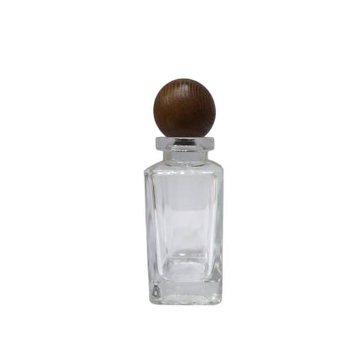 علب زجاجات عطور فارغة شفافة12قطعة غطاء خشبي 100مل