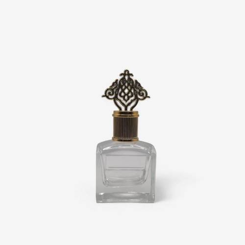 علب عطور فارغة كبس شفاف غطاء ذهيي 25مل