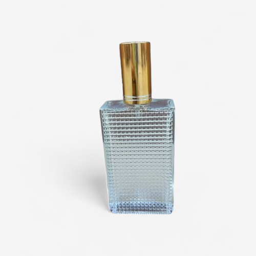 علبة عطر شفافة بغطاء ذهبي فاخر - سعة 100 مل