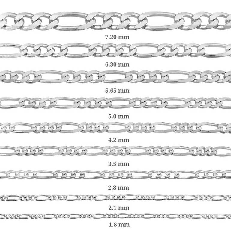 سلسلة فيجارو فضة 4.2 مم- 120 ميكرون