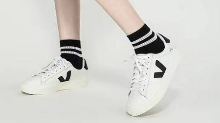 VEJA black and white faux leather campo sneakers