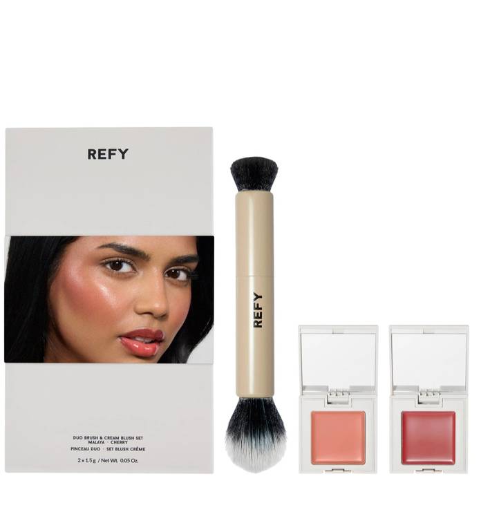 REFY  Cream Blush Duo with Duo Face Brush Gift Set
