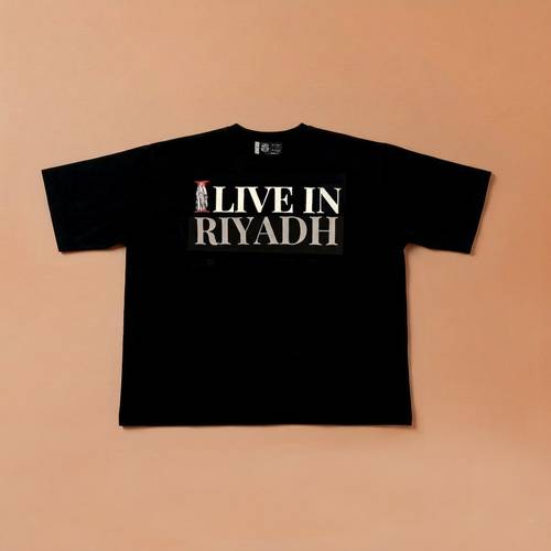 I LIVE IN RIYADH T-Shirt (Saudi Male Figure)- Black