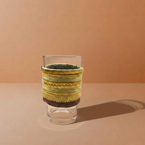 Holding Glass with Bish Design - Brown