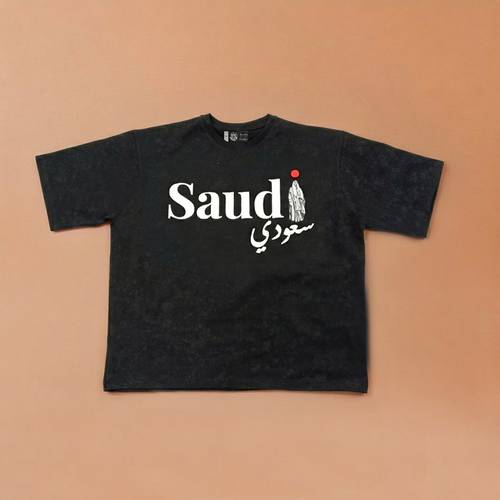 Saudi T-Shirt (Saudi Female Figure)- Black Wash