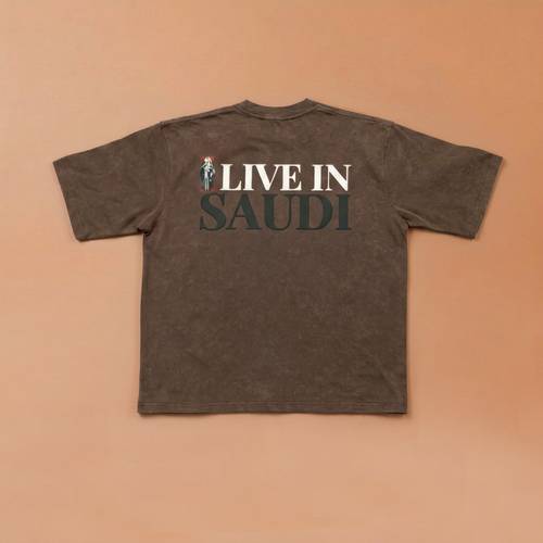 I LIVE IN SAUDI T-Shirt (Saudi Female Figure) - Brown Wash
