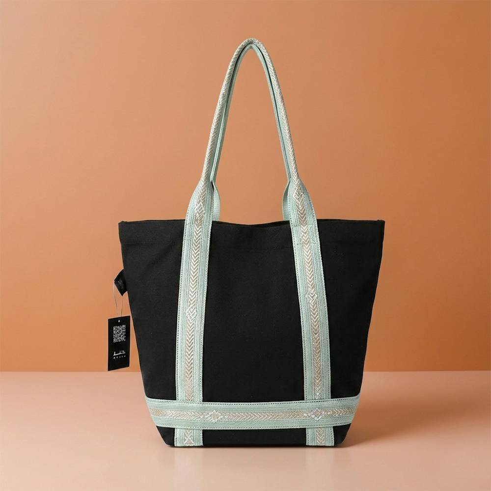 Bag with Blue & Silver Embroidery
