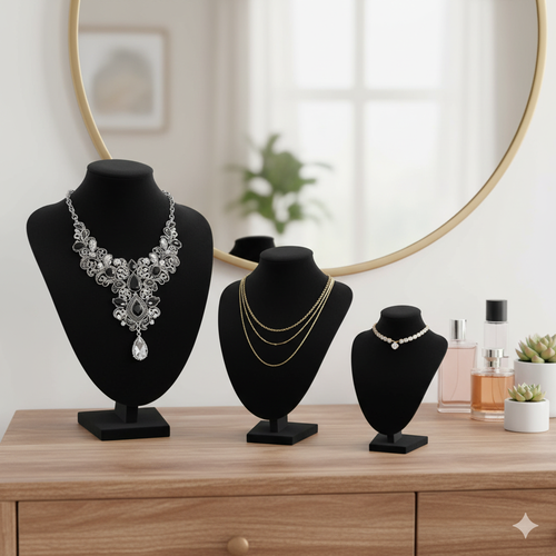 صدر عرض الاكسسوارات اسود مخمل 