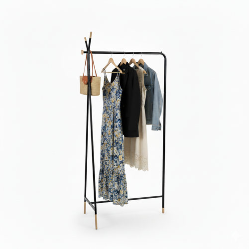 منظم ملابس (Clothes Organizer) - أسود وخشب طبيعي