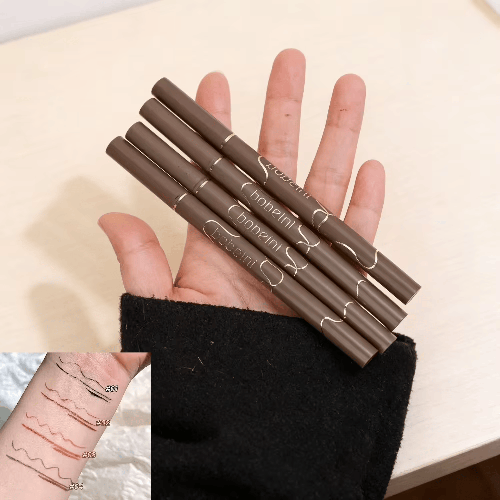 كحل سائل مقاوم للماء 4 ألوان طرف رفيع للغاية مكياج كوري يدوم طويلاً سهل للمبتدئين بني 