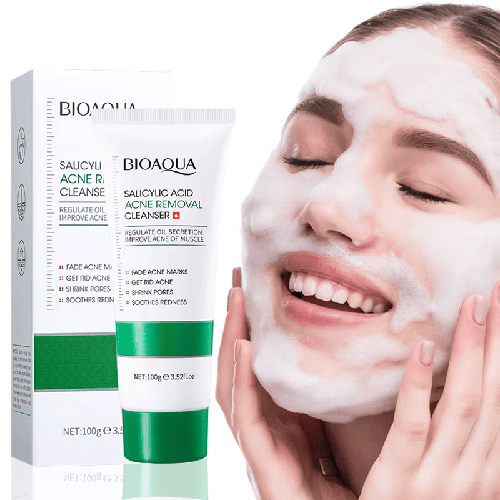 BIOAQUA حمض الساليسيليك منظف للوجه علاج حب الشباب ترطيب السيطرة على النفط العناية بالبشرة غسل الوجه رغوة منظف وجه العناية بالبشرة