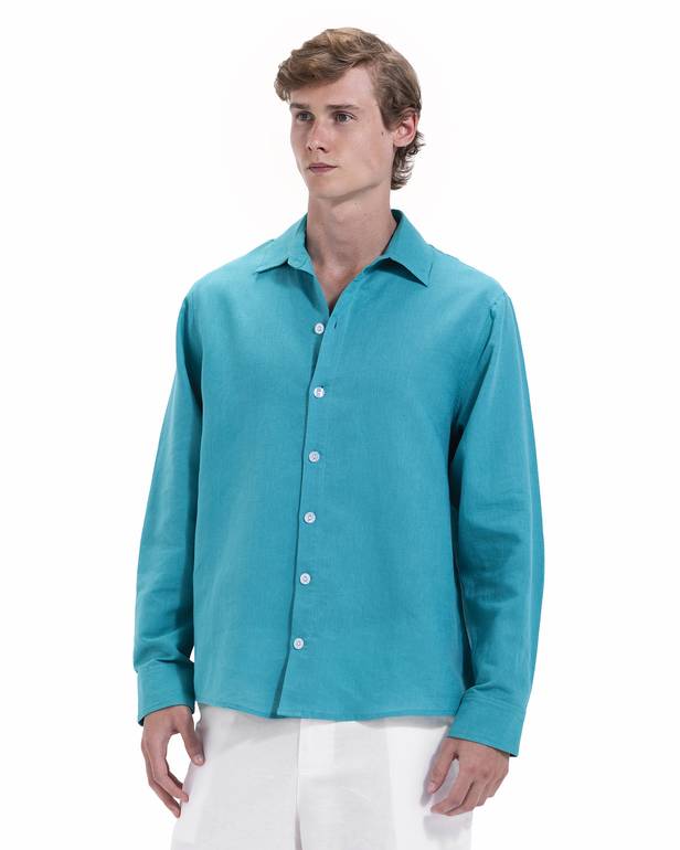 Turquoise Linen Shirt