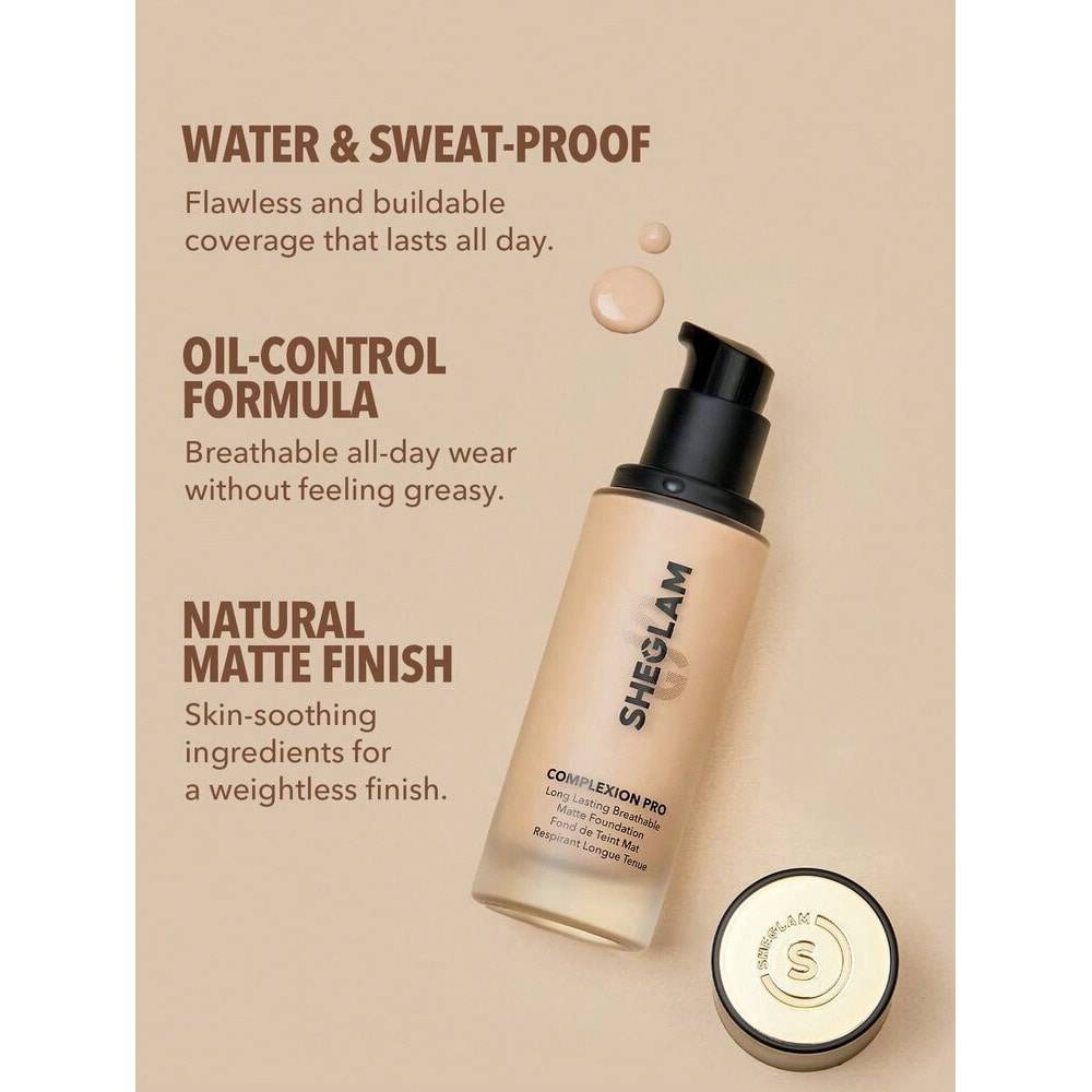 SHEGLAM Complexion Pro Long-Lasting Breathable Matte Foundation-Chestnut