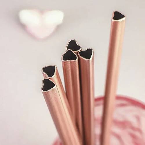 Heart steel straw