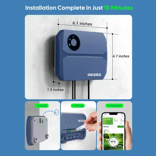 جهاز تحكم بالري الذكي INKBIRD IIC-401-WIFI بتقنية واي فاي، يدعم 4 مناطق، مع وظيفة التحديث عبر الأثير للحدائق والساحات