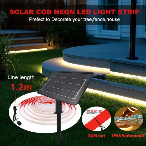 DC24V تعمل بالطاقة الشمسية COB النيون LED قطاع IP68 مقاوم للماء 320 المصابيح/م شريط لاصق مرن حبل ضوء حديقة المنزل الإضاءة الخطية