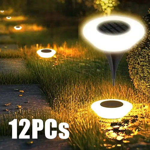 1-12 قطعة من أضواء LED الشمسية الأرضية المقاومة للماء، إضاءة خارجية للحدائق والمروج، مصباح للحدائق والممرات والساحات والتخييم والديكور