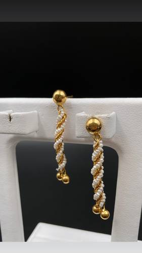 GOLD EARINGS 21K WITH CULTURED PEARL