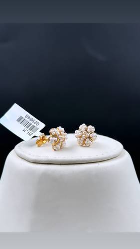 GOLD EARRINGS K21 WITH CULTURED PEARL