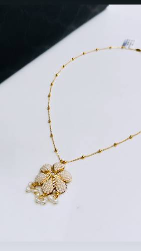 YELLOW GOLD NECKLACE K21 WITH CULTURED PEARL