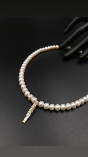 GOLD NECKLACE K18 WITH CULTURED PEARL