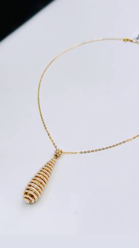YELLOW GOLD NECKLACE K21 WITH CULTURED PEARL