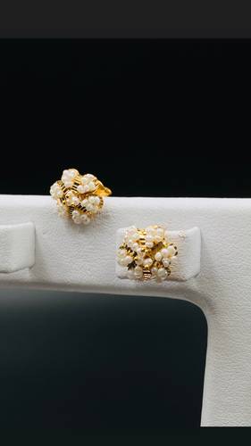 GOLD EARINGS K21 WITH CULTURED PEARL