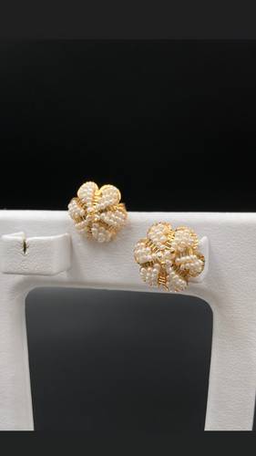 GOLD EARINGS K21 WITH CULTURED PEARL