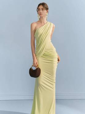One-Shoulder Draped Maxi Dress
