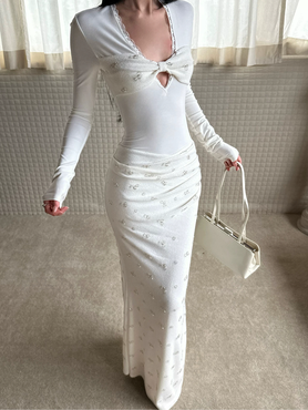 Elegant Polka Dot Long Sleeve Dress