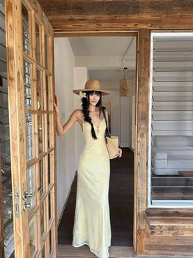 Yellow Sequin Maxi Dress