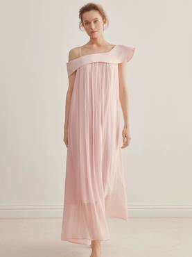 Off-Shoulder Pleated Maxi Dress