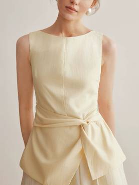 Twist Waist Sleeveless Blouse