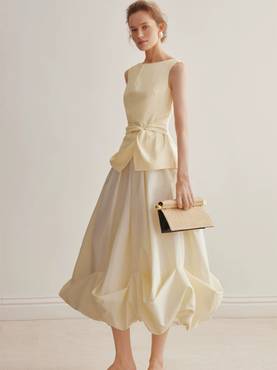 Petal Hem Midi Skirt