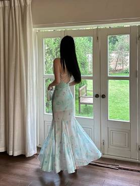 Ice Green Floral Maxi Dress