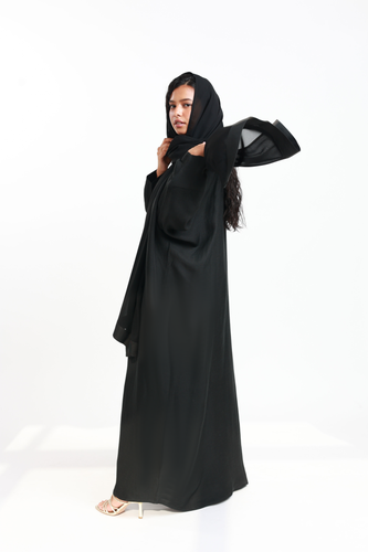 حرير مغسول شال أسود
