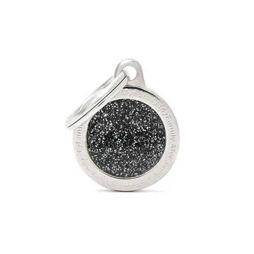 Small shiny circle dog collar - black