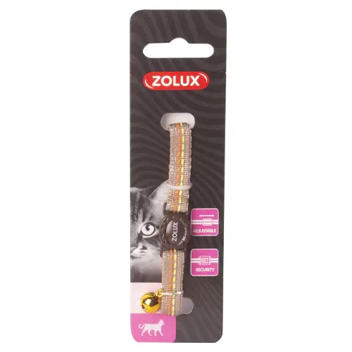 Zolux two-stripe collar, colored nylon, brown