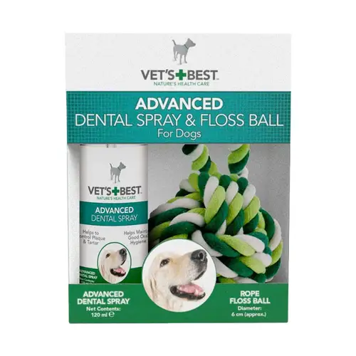 Fits Best Dental Spray and Floss Ball Toy for Dogs 120ml