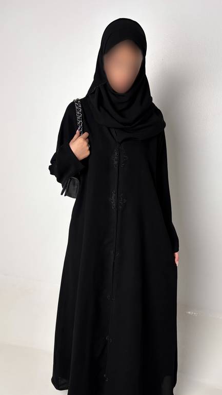 عباية كريب سراميك تطريز يدوي اسود